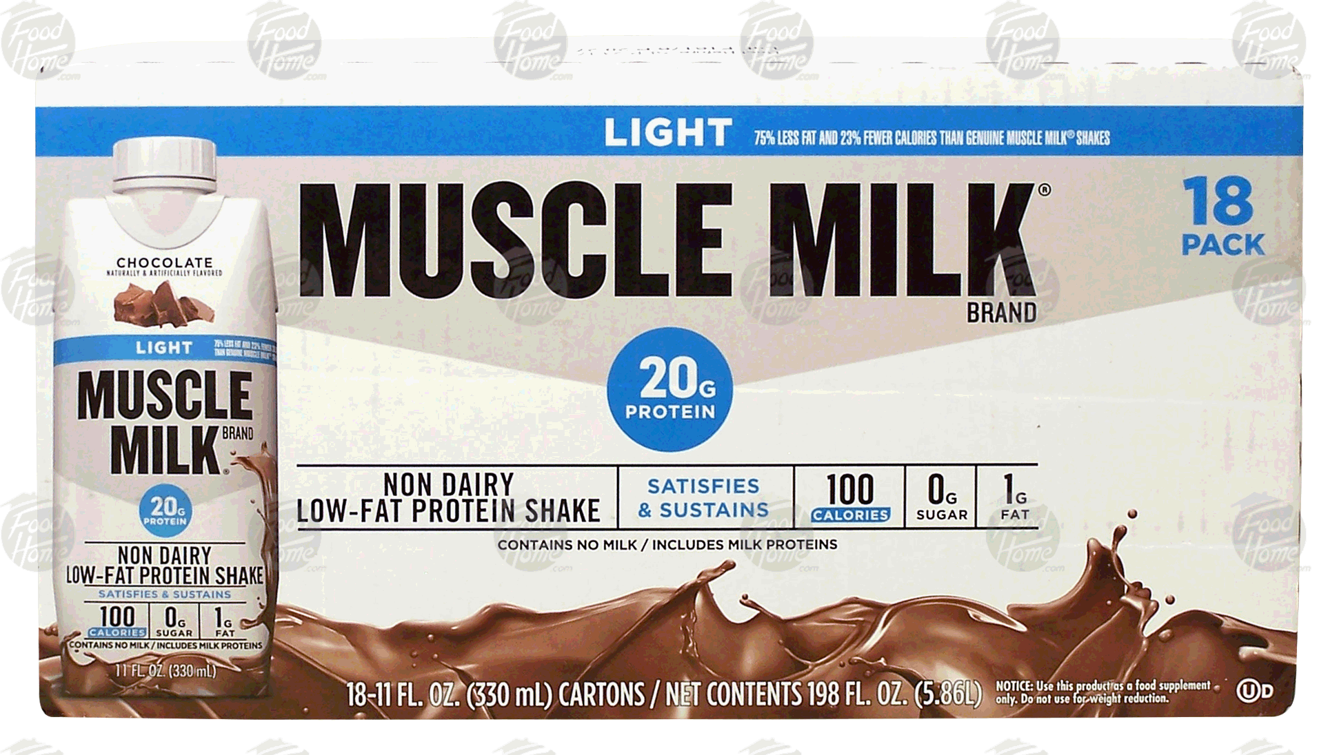 Muscle Milk Light non dairy low-fat protein shake, chcolate, 11-fl. oz. Full-Size Picture